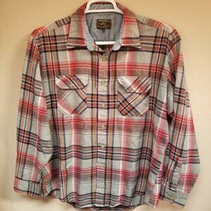 Country Squire Mens Button Down Plaid Shirt Size XL Long Sleeve Shirttail Pocket